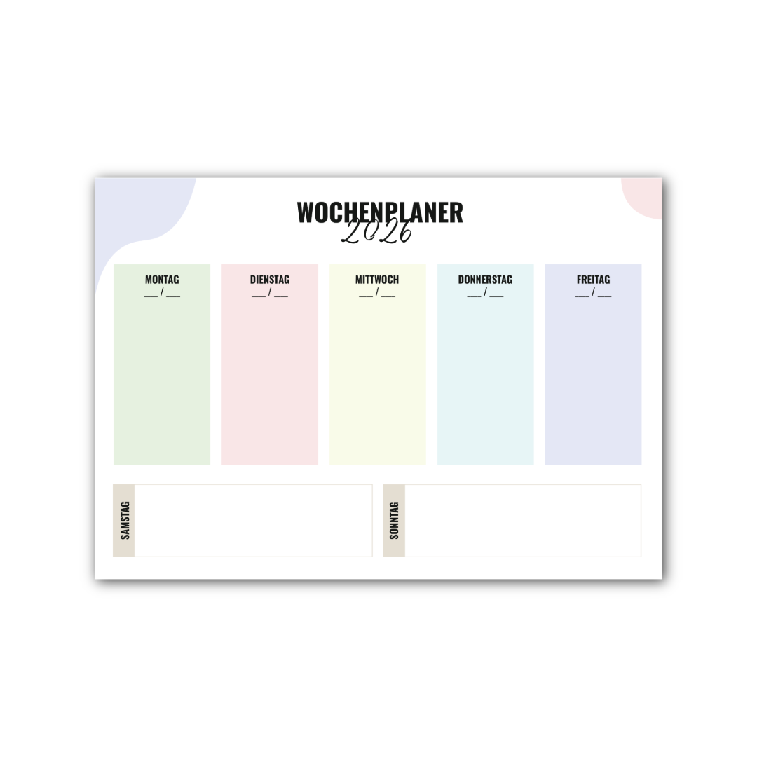 Wochenplan (Pastell-Design) A4
