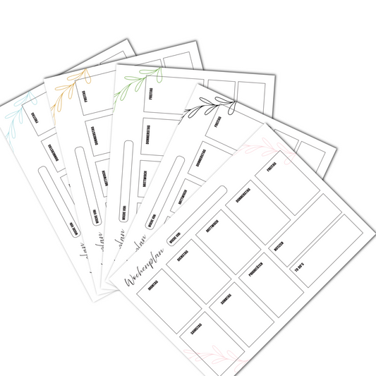 Minimalistischer Wochenplan mit Blumenmuster